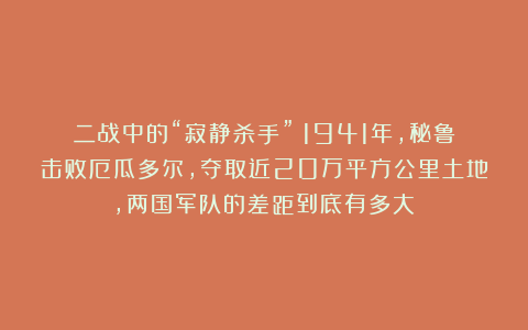 二战中的“寂静杀手”:1941年,秘鲁击败厄瓜多尔,夺取近20万平方公里土地,两国军队的差距到底有多大?