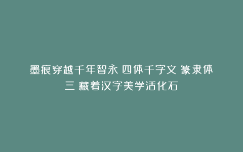 墨痕穿越千年智永《四体千字文》篆隶体（三）藏着汉字美学活化石