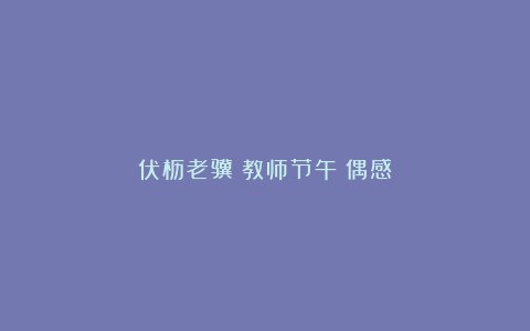 伏枥老骥｜教师节午憇偶感
