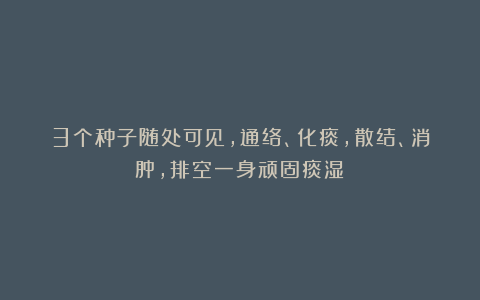 3个种子随处可见，通络、化痰，散结、消肿，排空一身顽固痰湿！