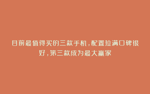 目前最值得买的三款手机，配置拉满口碑很好，第三款成为最大赢家