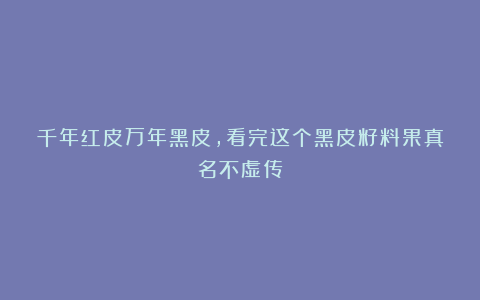 千年红皮万年黑皮，看完这个黑皮籽料果真名不虚传！