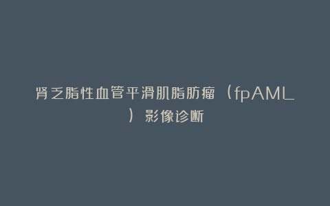 肾乏脂性血管平滑肌脂肪瘤 (fpAML) 影像诊断