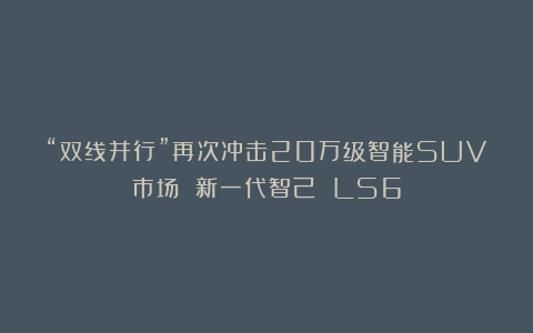 “双线并行”再次冲击20万级智能SUV市场 新一代智己 LS6