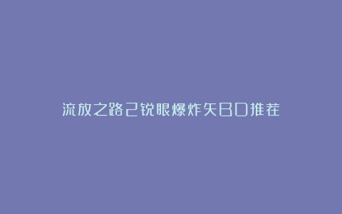 流放之路2锐眼爆炸矢BD推荐