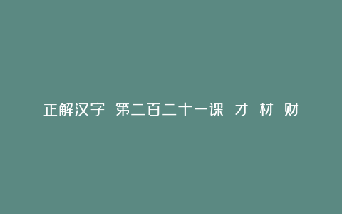 正解汉字 第二百二十一课 才 材 财