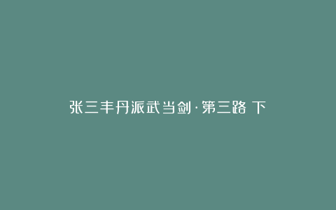 张三丰丹派武当剑·第三路（下）