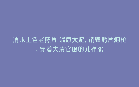 清末上色老照片：端康太妃、销毁鸦片烟枪、穿着大清官服的孔祥熙