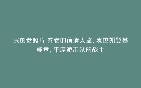 民国老照片：养老的前清太监、袁世凯登基称帝、平原游击队的战士