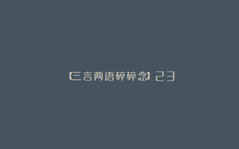 【三言两语碎碎念】23