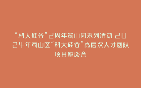 “科大硅谷”2周年蜀山园系列活动：2024年蜀山区“科大硅谷”高层次人才团队项目座谈会