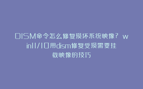 DISM命令怎么修复损坏系统映像? win11/10用dism修复受损需要挂载映像的技巧