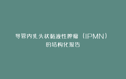 导管内乳头状黏液性肿瘤 (IPMN) 的结构化报告