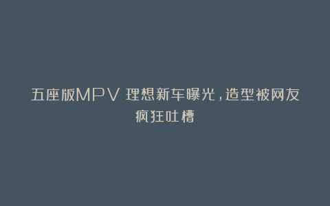 五座版MPV？理想新车曝光，造型被网友疯狂吐槽