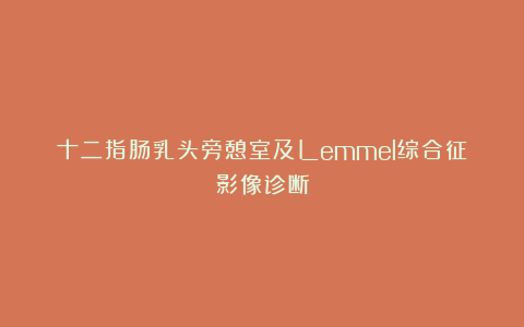 十二指肠乳头旁憩室及Lemmel综合征影像诊断