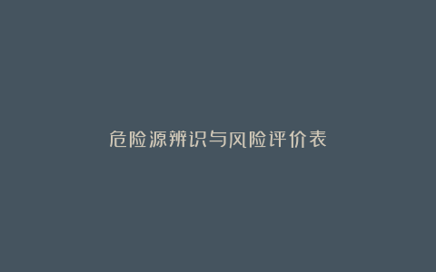 危险源辨识与风险评价表