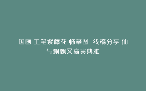 国画｜工笔紫藤花｜临摹图 线稿分享｜仙气飘飘又高贵典雅！