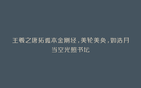 王羲之唐拓孤本金刚经，美轮美奂，如浩月当空光照书坛