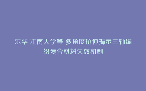东华丨江南大学等：多角度拉伸揭示三轴编织复合材料失效机制