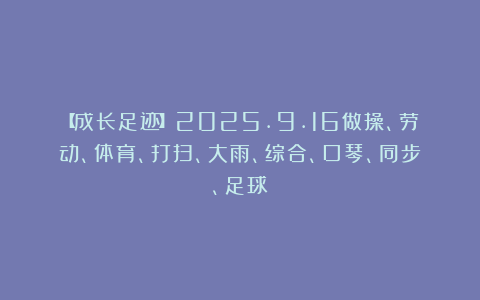 【成长足迹】2025.9.16做操、劳动、体育、打扫、大雨、综合、口琴、同步、足球