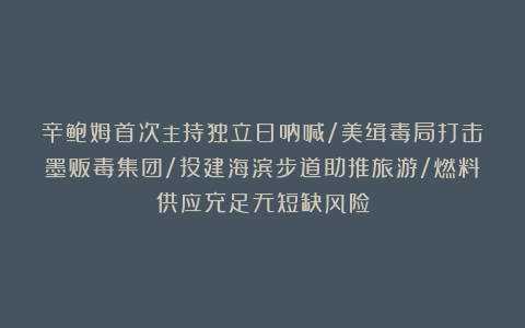 辛鲍姆首次主持独立日呐喊/美缉毒局打击墨贩毒集团/投建海滨步道助推旅游/燃料供应充足无短缺风险