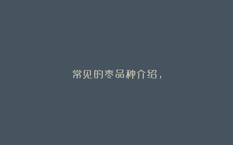 常见的枣品种介绍，