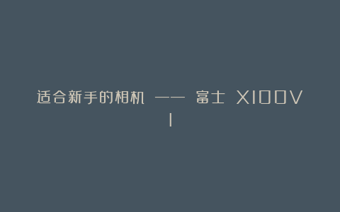 适合新手的相机 —— 富士 X100VI