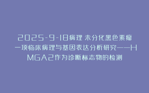 2025-9-18病理：未分化黑色素瘤：一项临床病理与基因表达分析研究——HMGA2作为诊断标志物的检测