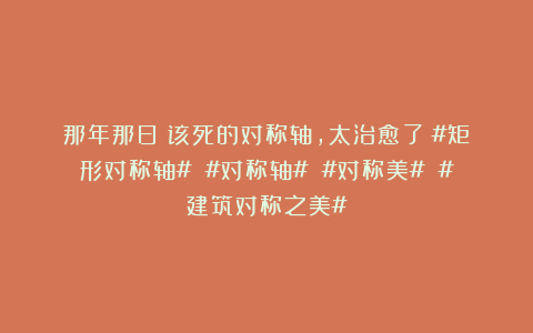 那年那日：该死的对称轴，太治愈了！#矩形对称轴# #对称轴# #对称美# #建筑对称之美#