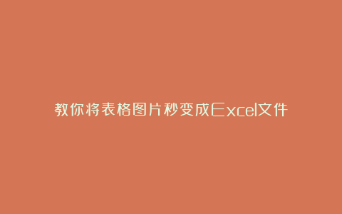 教你将表格图片秒变成Excel文件