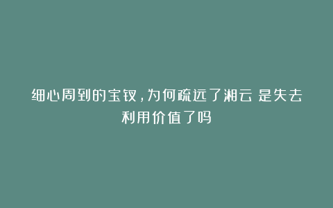 细心周到的宝钗，为何疏远了湘云？是失去利用价值了吗？