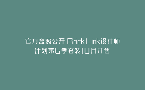 官方盒照公开！BrickLink设计师计划第6季套装10月开售！