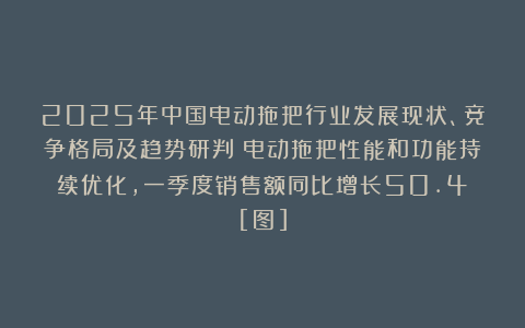 2025年中国电动拖把行业发展现状、竞争格局及趋势研判：电动拖把性能和功能持续优化，一季度销售额同比增长50.4%[图]