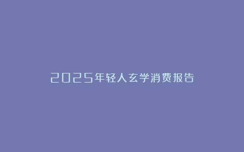 2025年轻人玄学消费报告