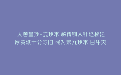 ​大善堂抄-孤抄本《秘传铜人针经秘法》厚黄纸十分陈旧（或为宋元抄本）84页