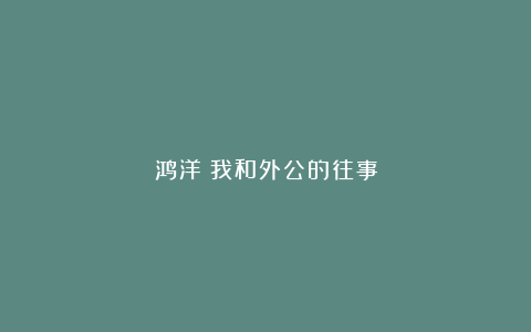 鸿洋：我和外公的往事