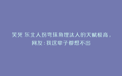 笑死！东北人拐弯抹角埋汰人的天赋极高，网友:我这辈子都想不出