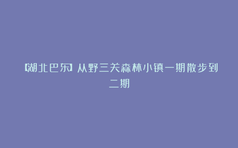 【湖北巴东】从野三关森林小镇一期散步到二期
