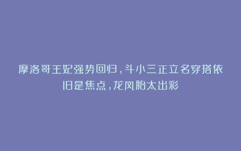 摩洛哥王妃强势回归，斗小三正立名穿搭依旧是焦点，龙凤胎太出彩