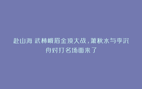 赴山海：武林峨眉金顶大战，萧秋水与李沉舟对打名场面来了