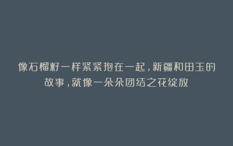 像石榴籽一样紧紧抱在一起，新疆和田玉的故事，就像一朵朵团结之花绽放！
