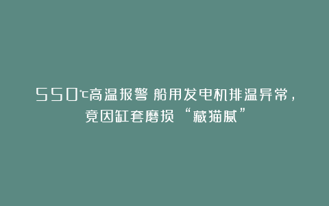 550℃高温报警！船用发电机排温异常，竟因缸套磨损 “藏猫腻”