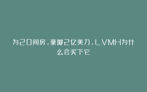 为20间房，豪掷2亿美刀，LVMH为什么会买下它？