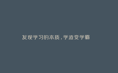 发现学习的本质，学渣变学霸 ​​​