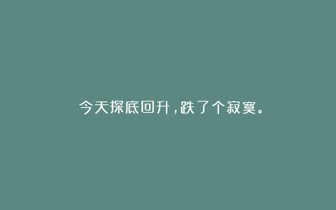 ​今天探底回升，跌了个寂寞。