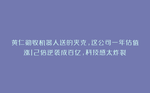 黄仁勋收机器人送的夹克，这公司一年估值涨12倍逆袭成百亿，科技感太炸裂！