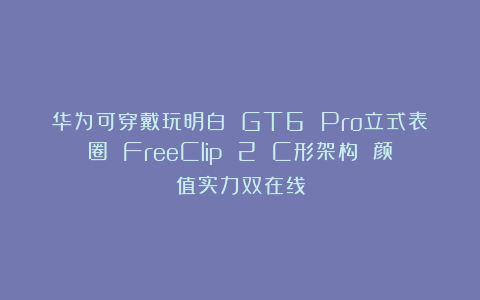 华为可穿戴玩明白 GT6 Pro立式表圈 FreeClip 2 C形架构 颜值实力双在线