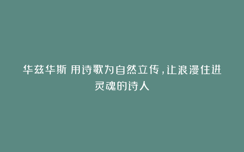 华兹华斯：用诗歌为自然立传，让浪漫住进灵魂的诗人