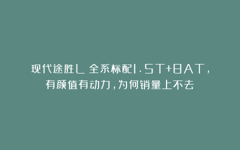现代途胜L：全系标配1.5T+8AT，有颜值有动力，为何销量上不去？