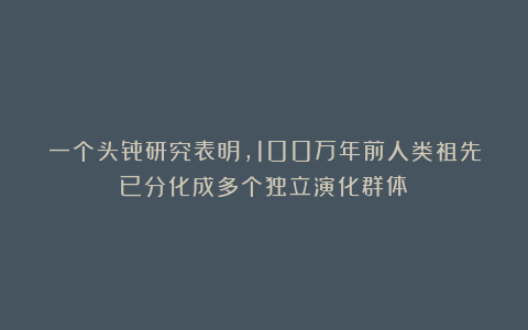 一个头骨研究表明，100万年前人类祖先已分化成多个独立演化群体